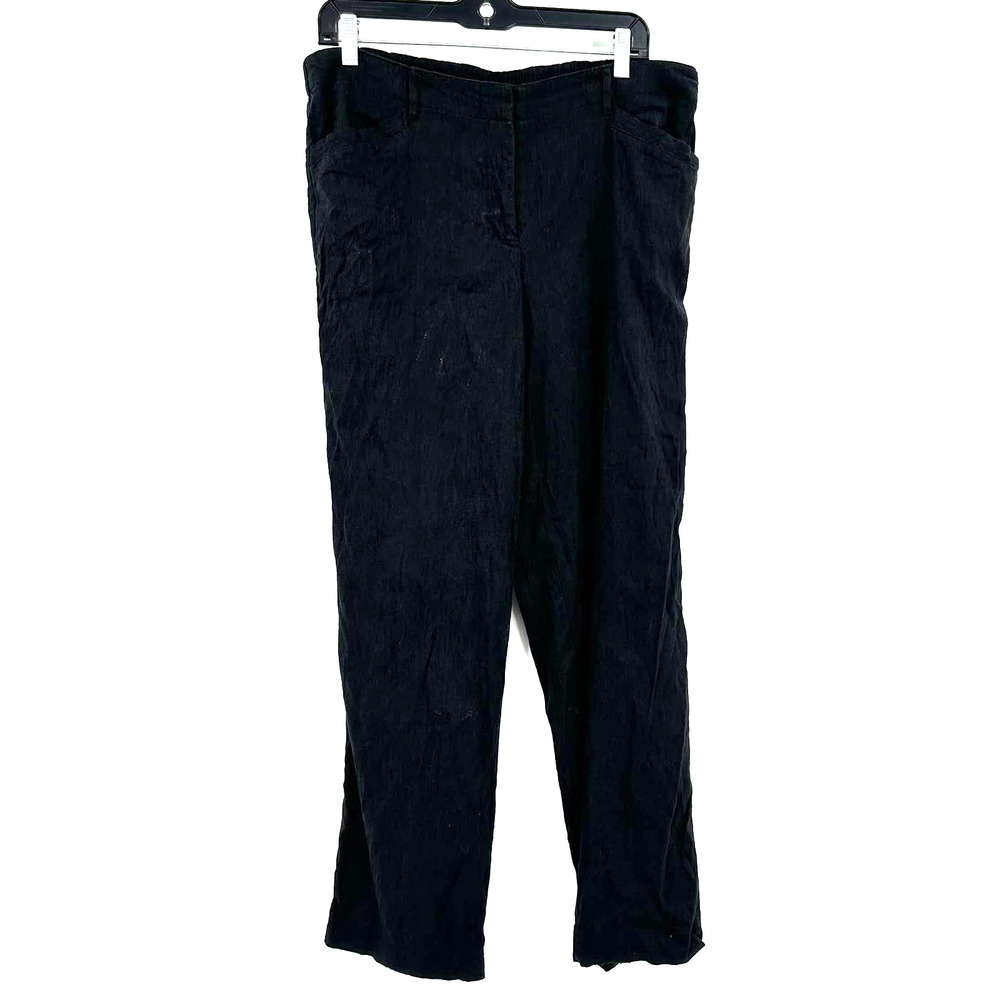 J. Jill linen stretch‎ size 14 black pants with pockets button zip hook closure